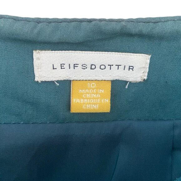 Anthropologie Leifsdottir Women Suede Leather Knee Length Skirt Teal Size 10 - Picture 13 of 14